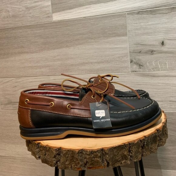 Other - Brand New! Daniel Hechter Paris Mens navy  &  brown leather deck shoes size 12.5